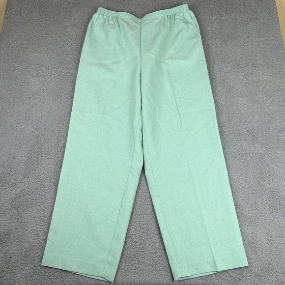 Alfred Dunner‎ Pull On Pants Size 18 Green Comfort Elastic Waist Slacks Pockets - Picture 1 of 10